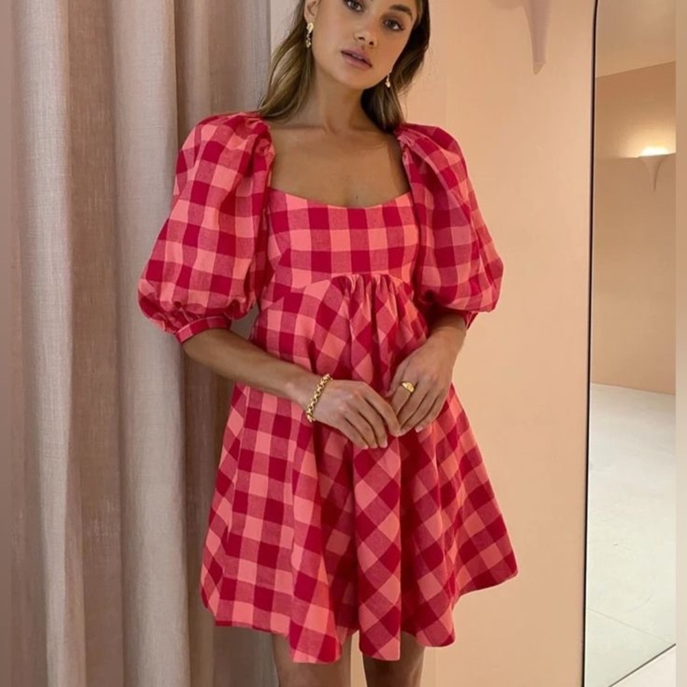 Acler Gingham Mini dress NWT